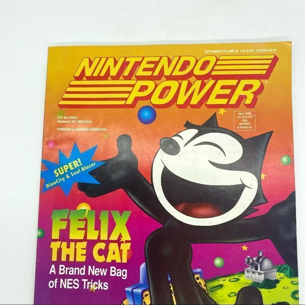 Nintendo Power Magazine September 1992 #40 Felix The Cat With Spider-Man Poster